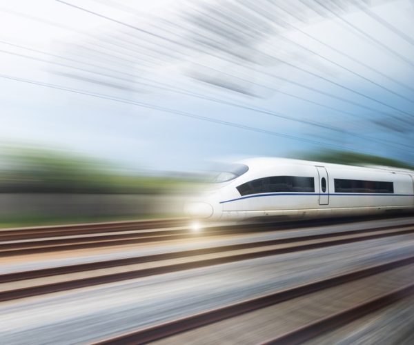 High speed train moving on railway